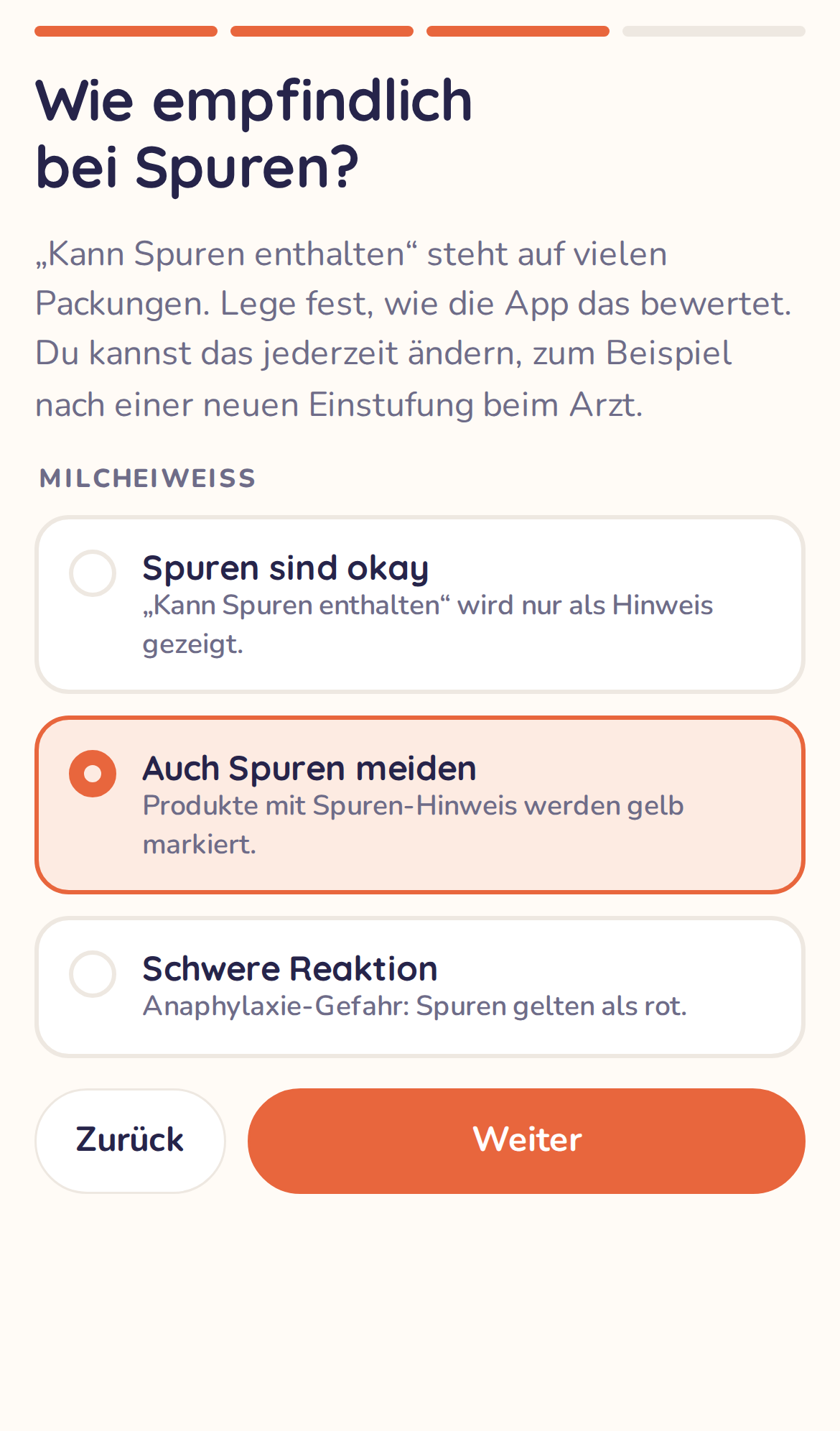 Spuren-Stufe wählen